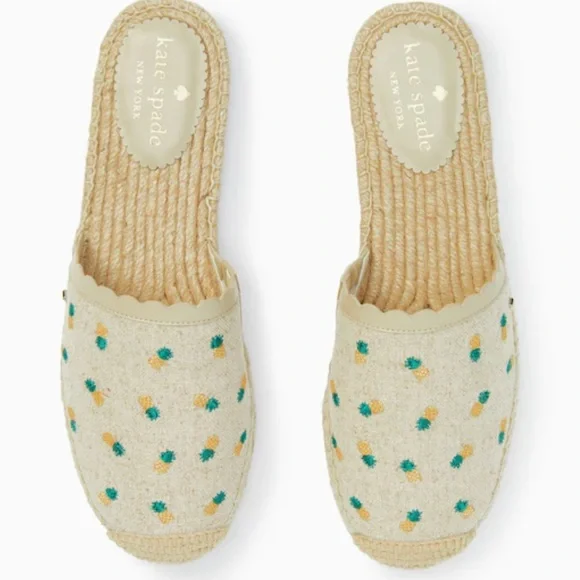Kate Spade Pineapple Canvas Mules, Size 7, NWT - Picture 3 of 6